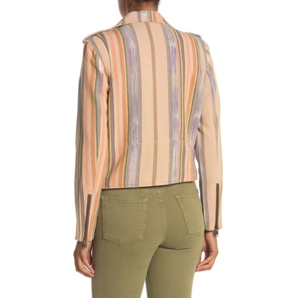 FRYE Carly Chevron Striped Print Moto Jacket - Picture 5 of 11